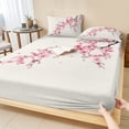 thumbnail image 1 of King Size Fitted Sheet Set - Cherry Blossoms 3 Piece Bedding Sets 16" Deep Pocket Fitted Sheet with 2 Pillowcases, Pink Flower Floral Spring Nature Country Brushed Microfiber Hotel Luxury Bed Sheets, 1 of 9