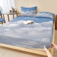 thumbnail image 1 of King Size Fitted Sheet Set - Clouds 3 Piece Bedding Sets 16" Deep Pocket Fitted Sheet with 2 Pillowcases, Blue White Sky Natural Landscape Brushed Microfiber Hotel Luxury Bed Sheets, 1 of 9