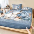 thumbnail image 1 of King Size Fitted Sheet Set - Coastal Fall 3 Piece Bedding Sets 16" Deep Pocket Fitted Sheet with 2 Pillowcases, Thanksgiving Blue Pumpkins Coral Nautical Brushed Microfiber Hotel Luxury Bed Sheets, 1 of 9