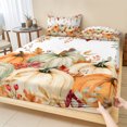 thumbnail image 1 of King Size Fitted Sheet Set - Green Orange Pumpkins Fall 3 Piece Bedding Sets 16" Deep Pocket Fitted Sheet with 2 Pillowcases, Maple Leaves Thanksgiving Brushed Microfiber Hotel Luxury Bed Sheets, 1 of 9