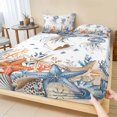 thumbnail image 1 of King Size Fitted Sheet Set - Jellyfish Coastal 3 Piece Bedding Sets 16" Deep Pocket Fitted Sheet with 2 Pillowcases, Summer Beach Coral Starfish Ocean Brushed Microfiber Hotel Luxury Bed Sheets, 1 of 9