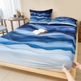thumbnail image 1 of King Size Fitted Sheet Set - Navy Blue Ombre 3 Piece Bedding Sets 16" Deep Pocket Fitted Sheet with 2 Pillowcases, Modern Moire Abstract Art Luxury Brushed Microfiber Hotel Luxury Bed Sheets, 1 of 9