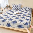 thumbnail image 1 of King Size Fitted Sheet Set - Navy Blue Palm Trees 3 Piece Bedding Sets 16" Deep Pocket Fitted Sheet with 2 Pillowcases, Tropical Summer Seaside Rustic Brushed Microfiber Hotel Luxury Bed Sheets, 1 of 9