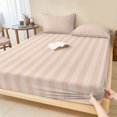 thumbnail image 1 of King Size Fitted Sheet Set - Peach Pink Stripes 3 Piece Bedding Sets 16" Deep Pocket Fitted Sheet with 2 Pillowcases, Modern Vertical Lines Geometric Simple Brushed Microfiber Hotel Luxury Bed Sheets, 1 of 9