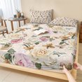 thumbnail image 1 of King Size Fitted Sheet Set - Spring Floral 3 Piece Bedding Sets 16" Deep Pocket Fitted Sheet with 2 Pillowcases, Summer Yellow Pink Flowers Botanical Brushed Microfiber Hotel Luxury Bed Sheets, 1 of 9