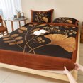 thumbnail image 1 of King Size Fitted Sheet Set - Thanksgiving 3 Piece Bedding Sets 16" Deep Pocket Fitted Sheet with 2 Pillowcases, Fall Orange Flowers Leaves Silhouette Brushed Microfiber Hotel Luxury Bed Sheets, 1 of 9