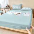 thumbnail image 1 of King Size Fitted Sheet Set - Turquoise Halloween 3 Piece Bedding Sets 16" Deep Pocket Fitted Sheet with 2 Pillowcases, Funny Ghost Cute Cartoon Spooky Brushed Microfiber Hotel Luxury Bed Sheets, 1 of 9