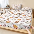 thumbnail image 1 of King Size Fitted Sheet Set - White Pumpkins Fall 3 Piece Bedding Sets 16" Deep Pocket Fitted Sheet with 2 Pillowcases, Thanksgiving Maple Leaves Autumn Brushed Microfiber Hotel Luxury Bed Sheets, 1 of 9
