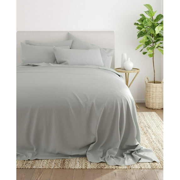 King Size Flat Sheet Only - 1000-Thread-Count Pure Egyptian Cotton Single Oversized Flat Sheet, 1000TC Soft Breathabel Sateen Weave - Light Gray Color