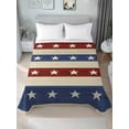 thumbnail image 1 of Queen Size Flat Sheet Only, 4th of July Soft Brushed Microfiber Bed Sheets, Blue Red Star Striped Independence Day Hotel Quality Breathable Bedding Top Sheet, Easy Care, 90"x102", 1 of 9