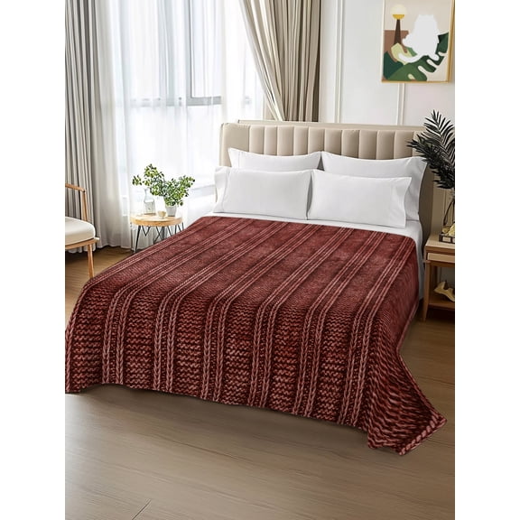 King Size Flat Sheet Only,Abstract Rustic Textile Stripe Texture Soft Breathable Top Bedding Sheets Terracotta Knit Weave Microfiber Hotel Luxury Flat Sheets