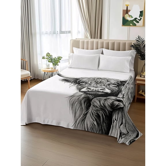 King Size Flat Sheet Only,Highland Farm Wood Board Soft Top Bed Sheets Breathable Bedding Sheet Grey White Microfiber Hotel Luxury Top Sheets