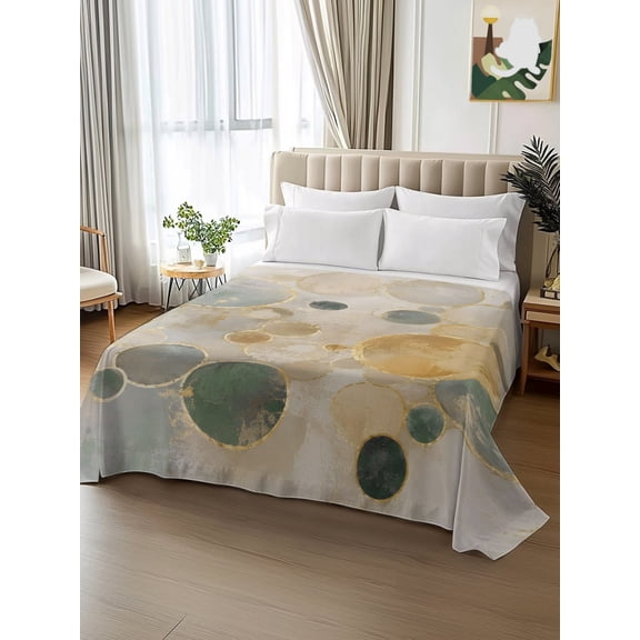 King Size Flat Sheet Only,Modern Abstract Circle Art Soft Top Bed Sheets Breathable Bedding Sheet Boho Colorful Geometric Pattern Microfiber Hotel Luxury Top Sheets
