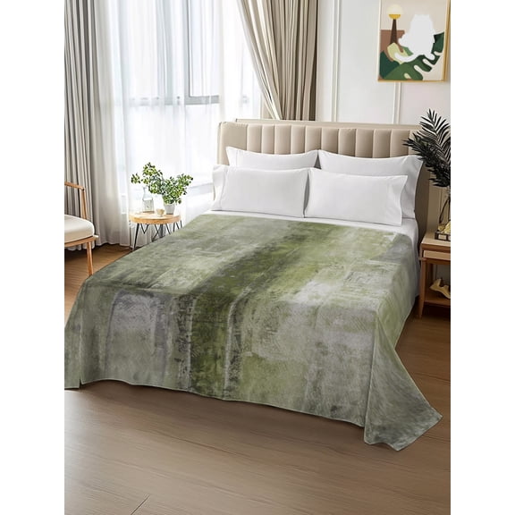 King Size Flat Sheet Only,Sage Green Abstract Textured Art Soft Top Bed Sheets Breathable Bedding Sheet Retro Background Microfiber Hotel Luxury Top Sheets