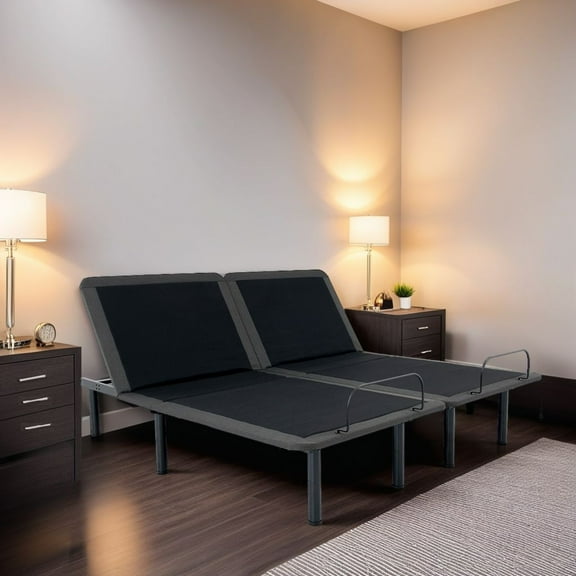 King Size Flex Top Adjustable Bed Frame - Voice Activated, Quick Assembly Steel Base (75"x79"x12"), Black, Zero Gravity & Anti-Snore, Wireless Charging Speaker, Fits Any Bedroom