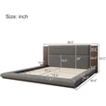 thumbnail image 1 of King Size Floor Upholstered Platform Bed with Extended Wood Headboard and Bedside Shelf, Gray, 1 of 7