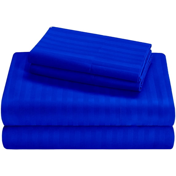 King Size Giza Striped Pattern Sheets - Premium 400-Thread-Count Soft 100% Pure Giza Egyptian Cotton 4PC, 30" Inches Deep Pockets - Royal Blue Stripe