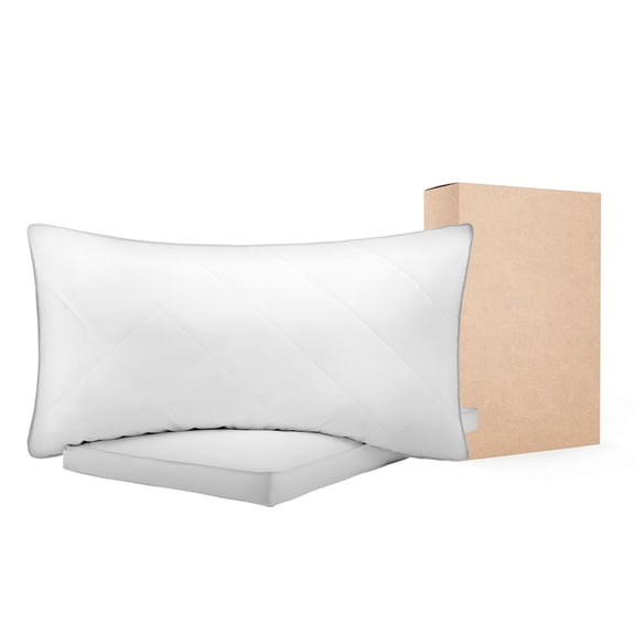 King Size Goose Down Pillow with 90% Goose Down, Breathable Cotton Cover, Machine Washable, for Side Back Stomach Sleepers