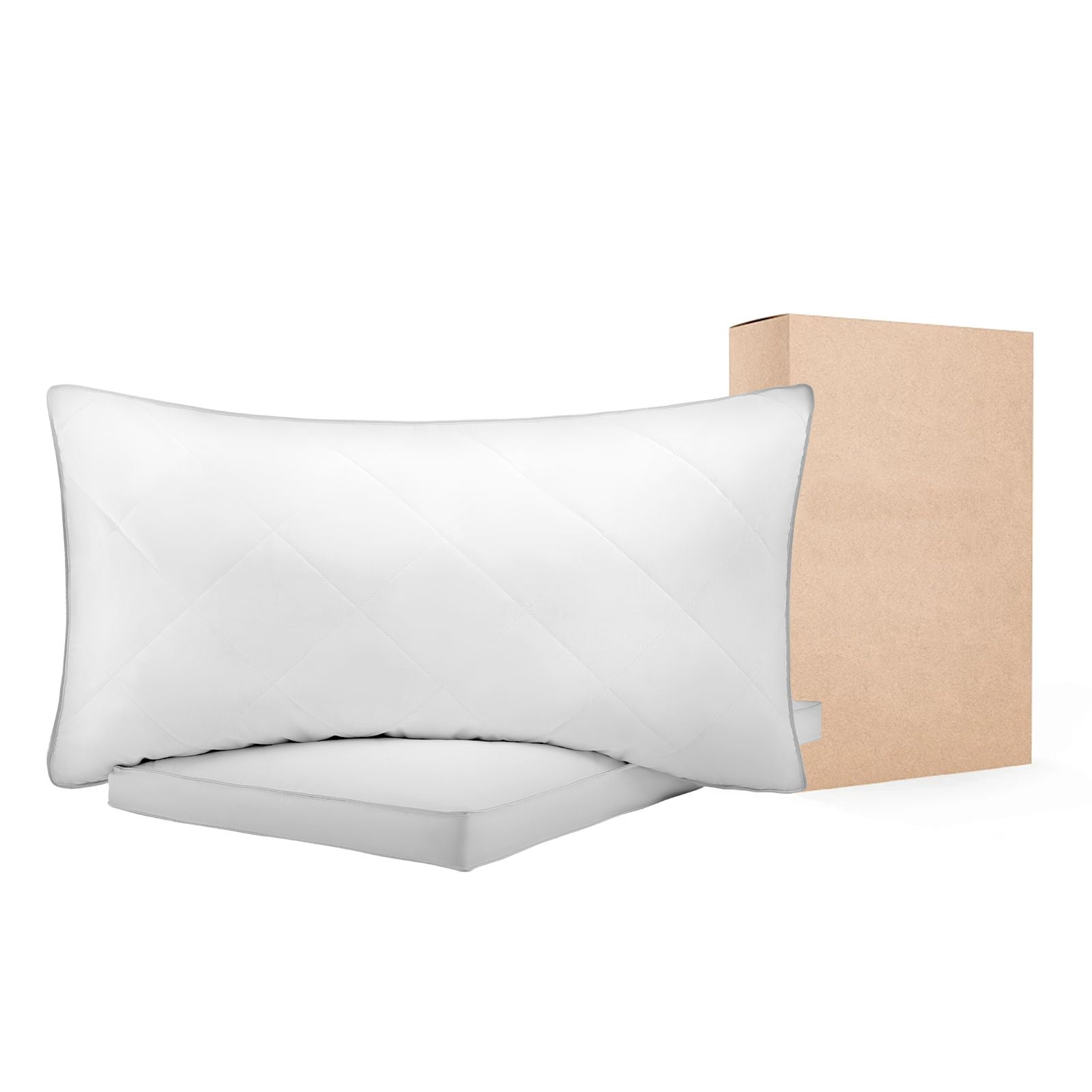 King Size Goose Down Pillow with 90% Goose Down, Breathable Cotton Cover, Machine Washable, for Side Back Stomach Sleepers