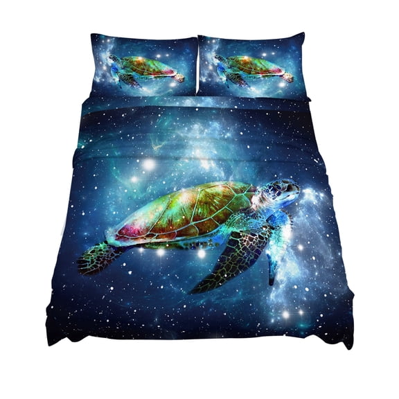 King Size Green Ocean Sheet Sets Sea Tortoise on Blue Starry Sky Soft Breathable Microfiber Bed Sheets Deep Pockets 4 Piece Bed Sheets Set, 1 Fitted Sheet, 1 Flat Sheet & 2 Pillowcases