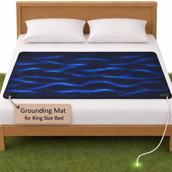 King Size Grounding Mat for Bed & Home Use - Earthing Pad Improves Sleep, Relieve Stress & Pain - Made of Anti-Slip & PU Leather with Grounding Wire & Conductivity Test Pen