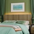 thumbnail image 1 of King Size Headboard Only, Modern Fluted Wall-Mounted Head Board with Lighting, Boho Wood Bed headboard Stylish Bedroom Decor, Natural, 1 of 9