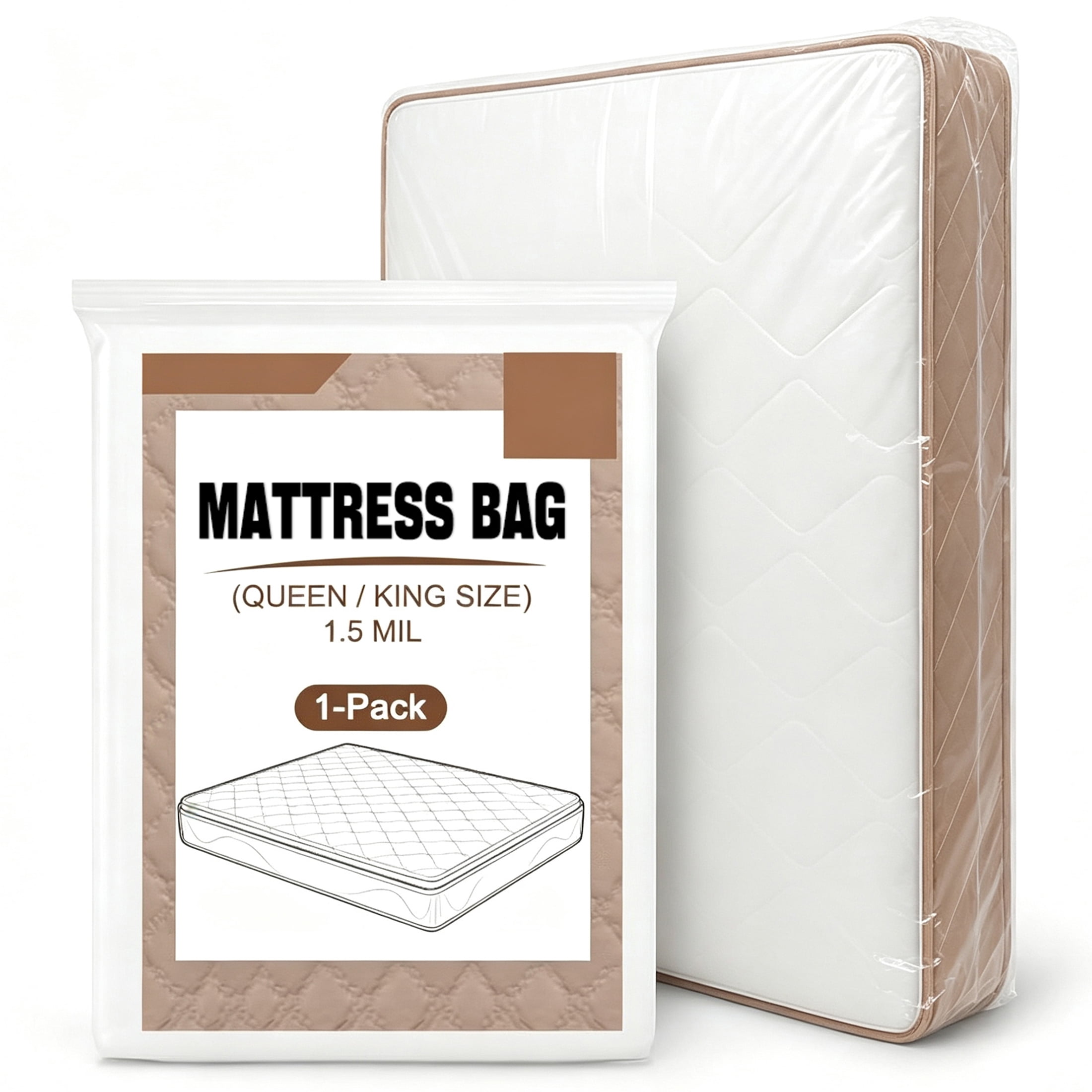 GARITIN Mattress Bags for Moving,1 Pack 90.5" x 90.5" Moving & Storage Bag for Queen King California King,1.5 MIL Plastic Mattress Bag