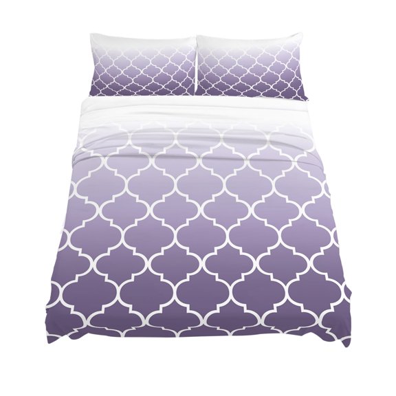King Size Lavender Purple Sheet Sets Moroccan Trellis Abstract Gradient Geometric Soft Breathable Microfiber Bed Sheets 4 Piece Bed Sheets Set, 1 Fitted Sheet, 1 Flat Sheet & 2 Pillowcases