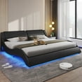 thumbnail image 1 of King Size Led Bed Frame Faux Leather Upholstered Platform Bed Frame with RGB LED Lights,Low Profile Wave-Like Curve Bed Frame with Headboard, No Box Spring Needed,Black, 1 of 8