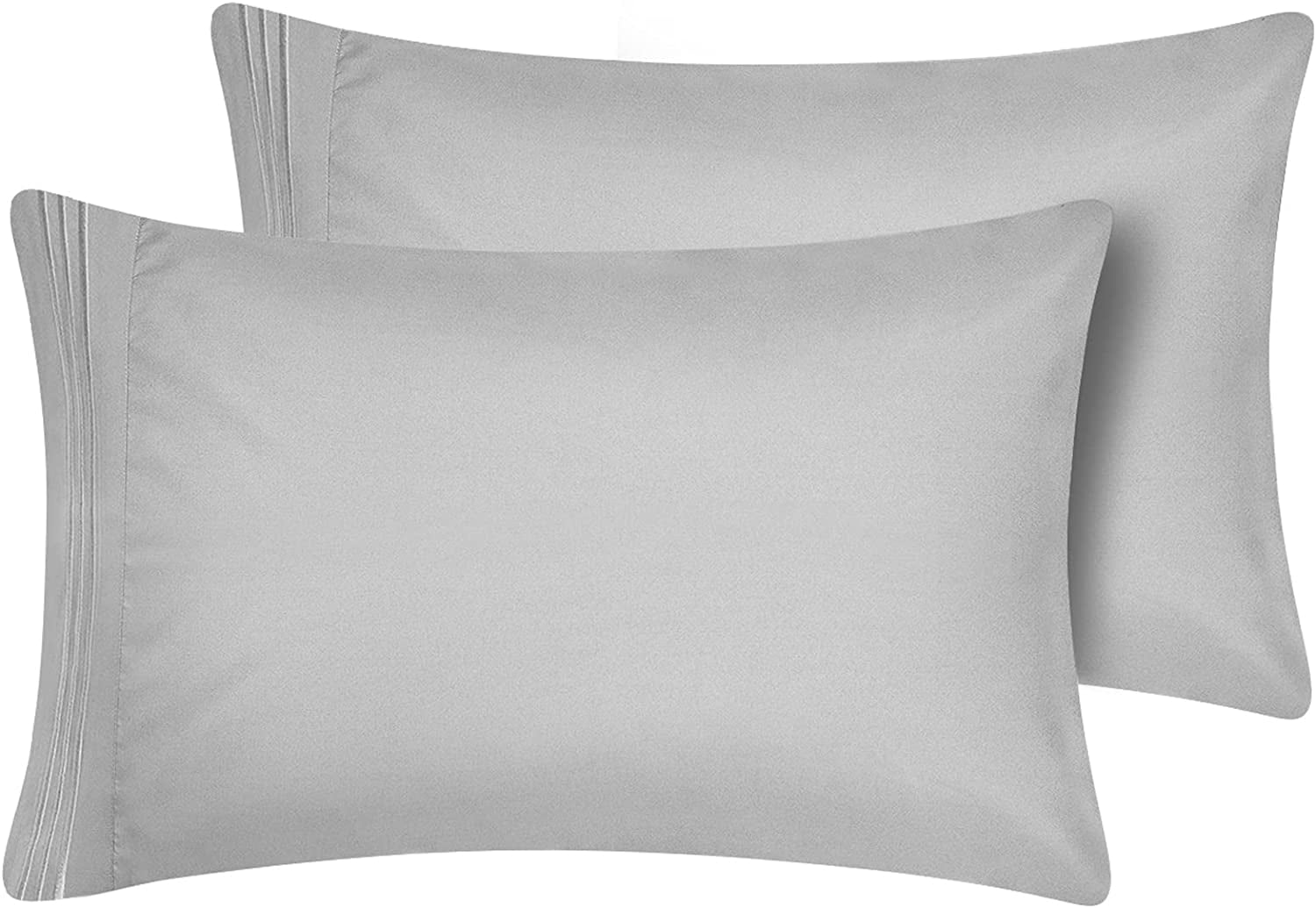 King Size Light Gray Pillow Cases Set of 2 Pillowcase Covers Machine