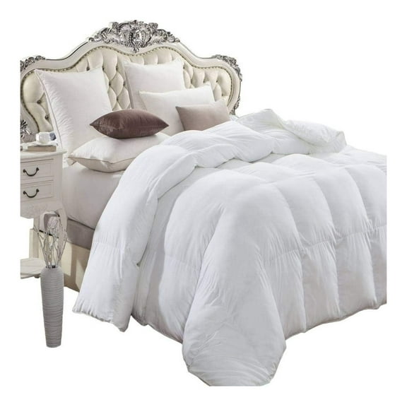 King Size, Luxury 1200 Thread Count Year Round Super Soft 100% Egyptian Cotton White Down Comforter Duvet, White Solid, 750 Fill Power, 50 Oz Fill Weight