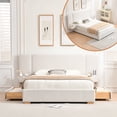 thumbnail image 1 of Zanmintaobo King Size Luxury Bed Frame,Upholstered Headboard,Storage Drawers,Built-in Nightstand Components,No Box Spring Needed,Easy Assembly,Cream, 1 of 11