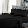thumbnail image 1 of King Size Luxury Extrasoft 100% Supima Cotton 4 Piece Sheets Set in Hotel Quality Sateen Weave Black Solid 15 Inch Deep Pocket, 1 of 3