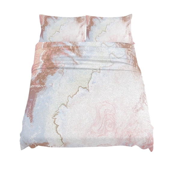 King Size Marble Pink Sheet Sets Gradient Marble with Lines Soft Breathable Microfiber Bed Sheets Deep Pockets 4 Piece Bed Sheets Set, 1 Fitted Sheet, 1 Flat Sheet & 2 Pillowcases