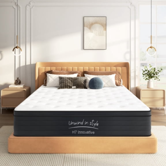 King Size Mattress,10 Inch Hybrid Mattress, Individually Pocketed Innerspring, Medium Firm