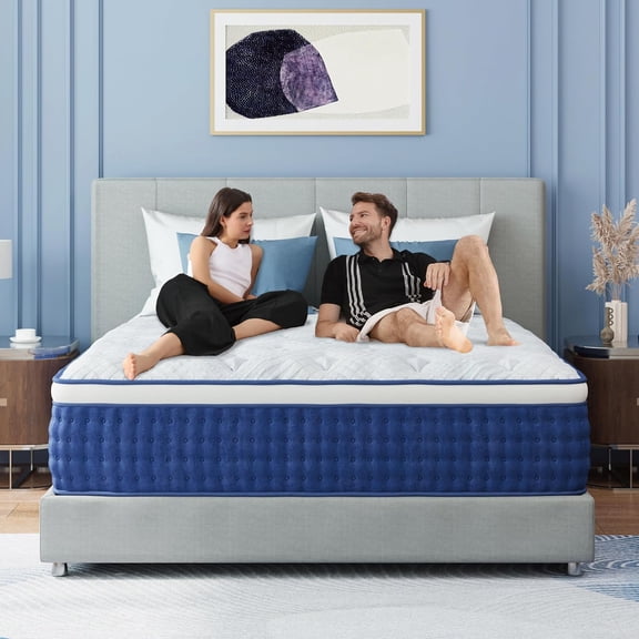 King Size Mattress 10 Inch King Hybrid Mattress in a Box, Individual Pocket Springs for Motion Isolation & Pressure Relief, Enhanced Edge Support, Fiberglass Free, Medium, 365 Night Trial
