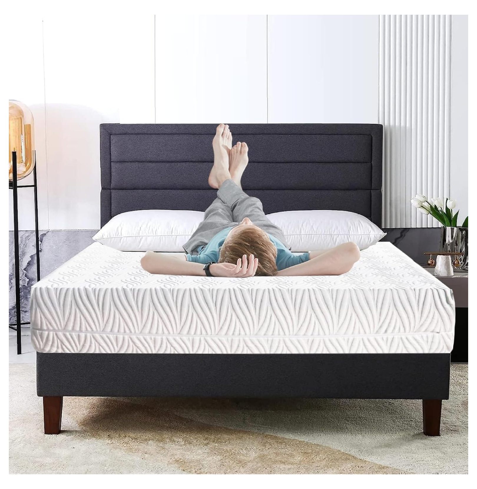 King Size Mattress, 10 inch Cooling Gel Memory Foam Mattress in a Box