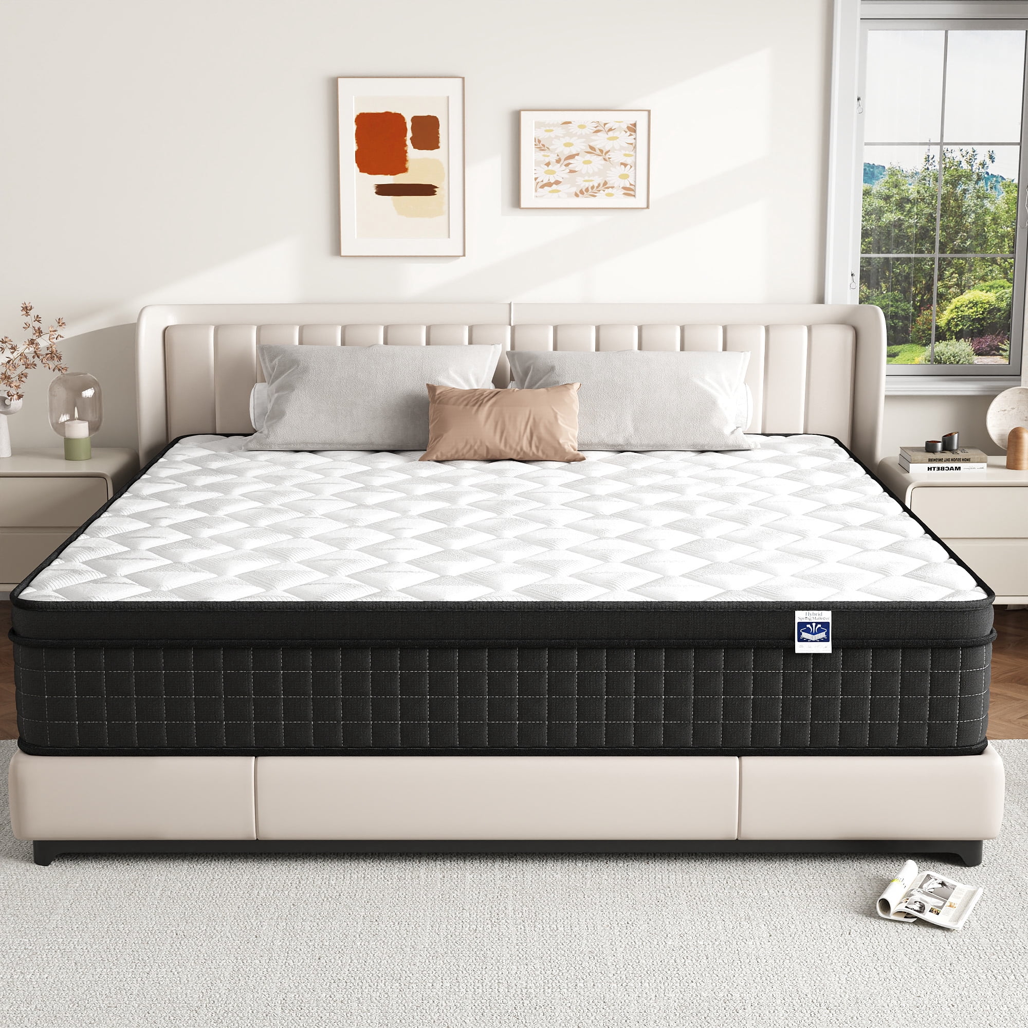 King Size 12" Hybrid Mattress - Gel Memory Foam & Pocket Springs, Medium Firm Feel, Motion Isolation, Pressure Relief, CertiPUR-US