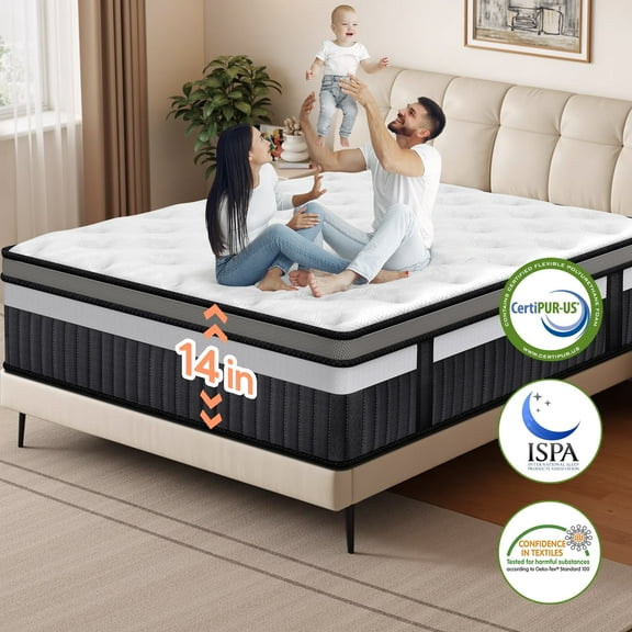 King Size Mattress,14 Inch King Mattress in a Box, Gel Memory Foam Mattresses for Cooling Night Sleep, Comfort Support and Pressure Relief, CertiPUR-US Certified