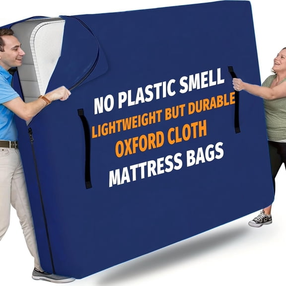 King Size Mattress Bags for Moving with Waterproof Zipper, Durable & Waterproof & Anti-Aging 420D Polyester Fabric,Reusable Mattress Storage Bag,Mattress Cover Protector with Sturdy 4 Handles,Navy