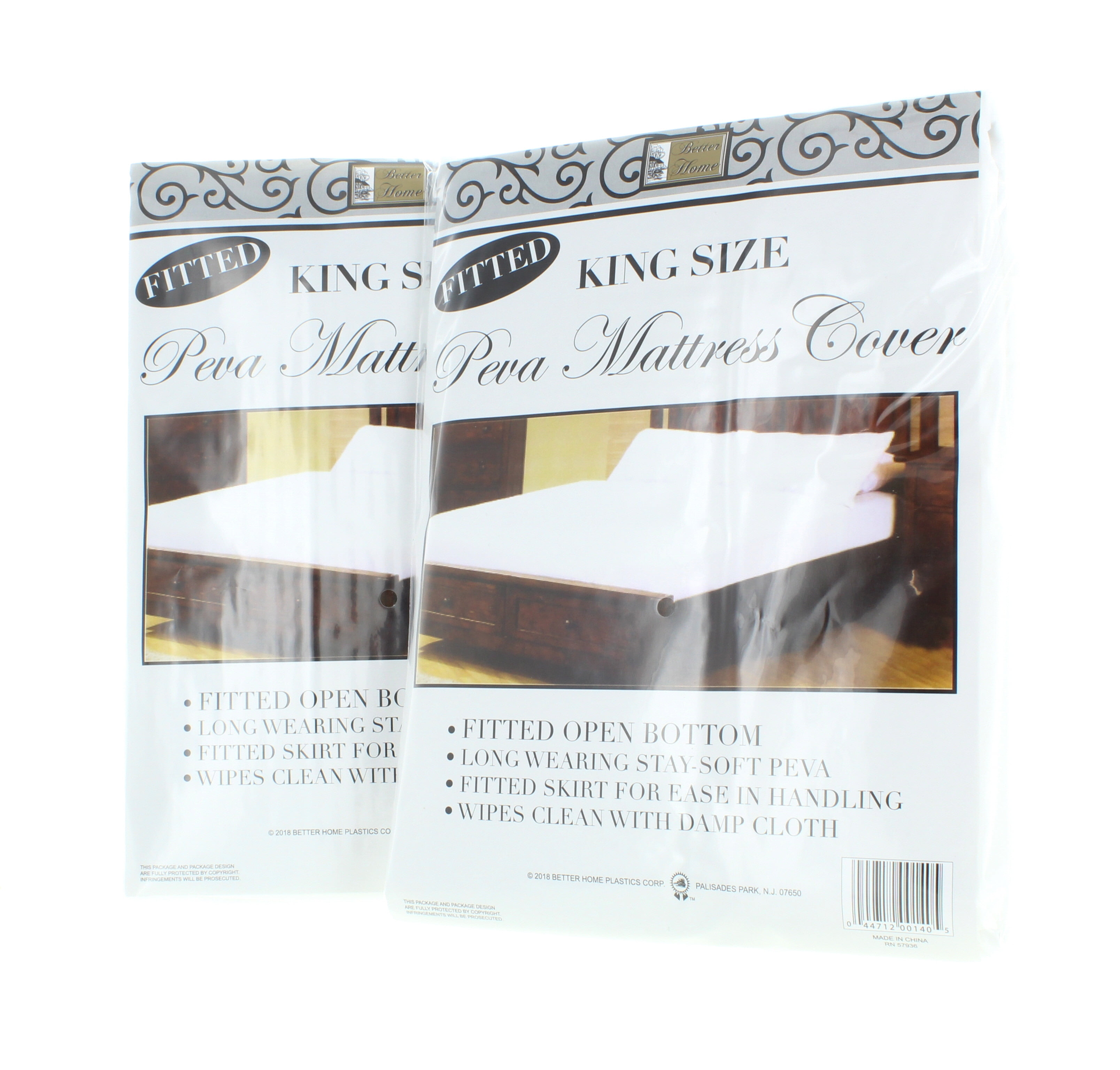 Better Home USA King Size Mattress Cover White Fitted Plastic Protector Lot of 2