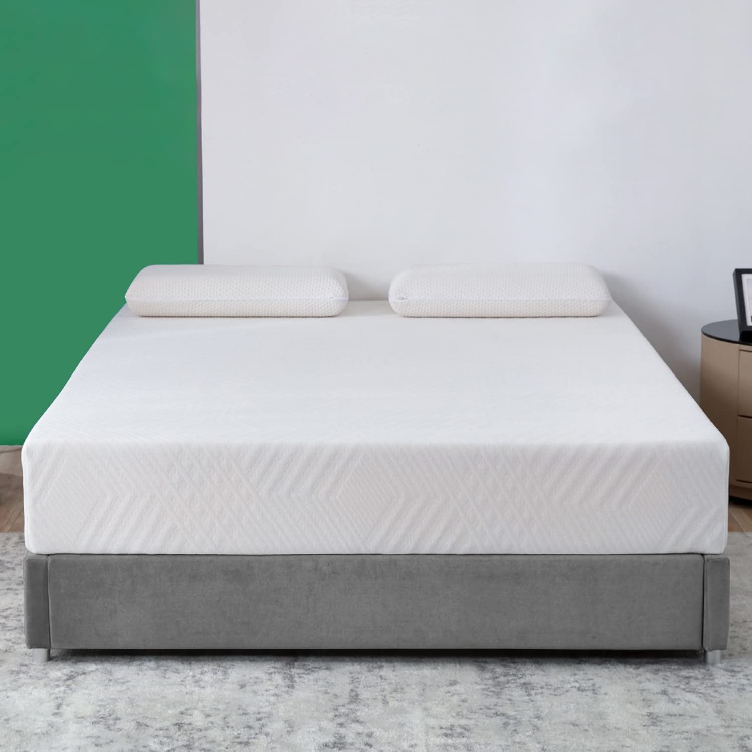 King Size Mattress In A Box, 10 Inch Bed Mattresses, Cooling Gel Green Tea Memory Foam, Medium