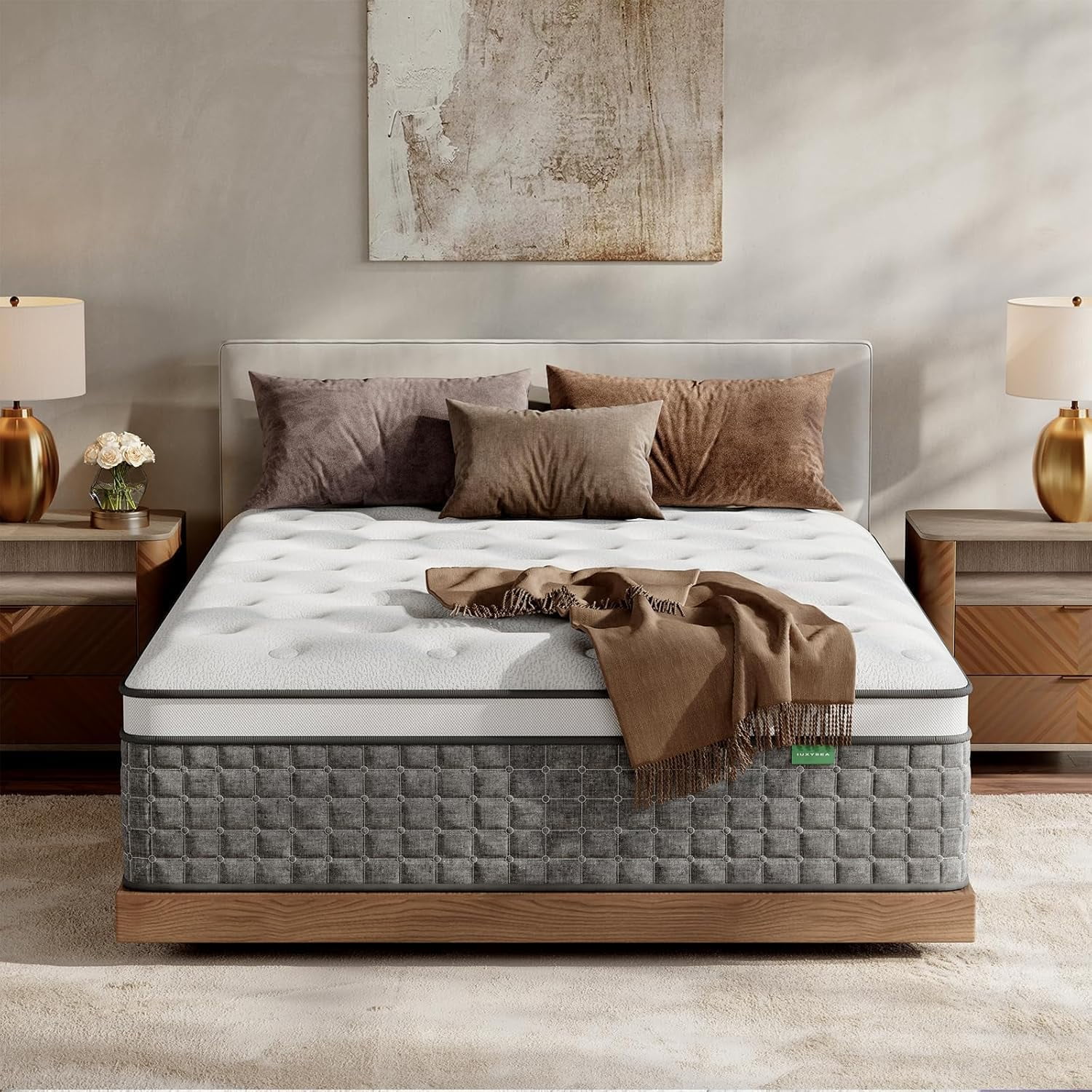 King Size Mattress, Medium Firm 10 Inch Hybrid Mattress King Size in a Box - Memory Foam & Pocket Springs for Back Pain Relief, Fiberglass Free, Motion Isolation, CertiPUR-US & OEKO-TEX Certified