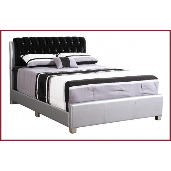 King Size Metal Platform Bed Frame - Silver Finish, No Box Spring Needed, Modern Master Bedroom Style