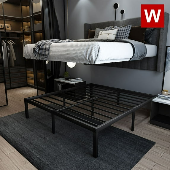 King Size Metal Platform Bed Frame with Extra Storage Space