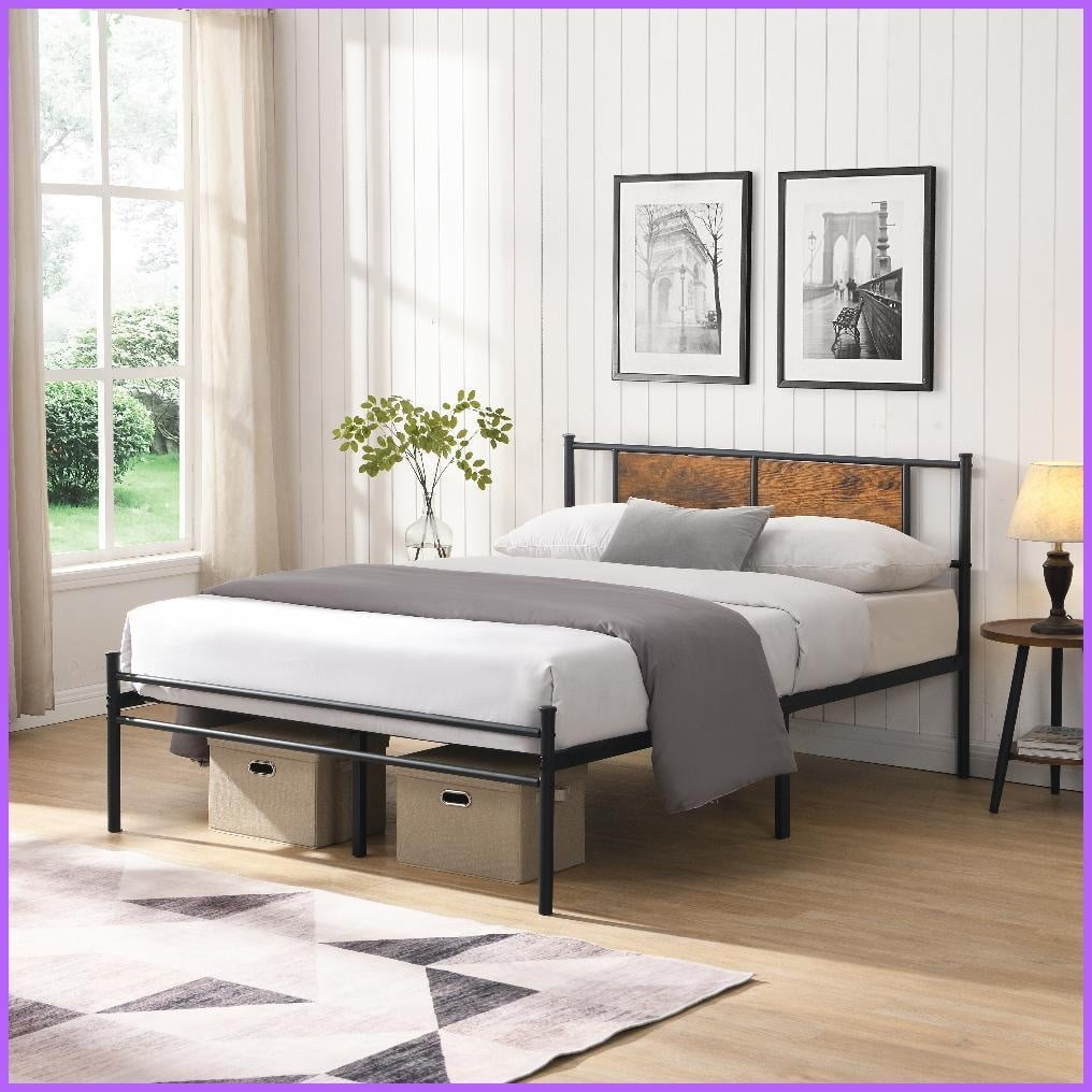King Size Metal Platform Bed Frame with Velvet Headboard - No Box Spring Needed, LED Lights, Under Bed Storage, Black for Master Bedroom