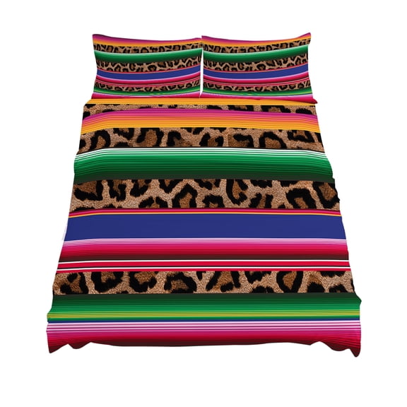 King Size Mexico Leopard Sheet Sets Print Soft Breathable Microfiber Bed Sheets Deep Pockets 4 Piece Bed Sheets Set, 1 Fitted Sheet, 1 Flat Sheet & 2 Pillowcases