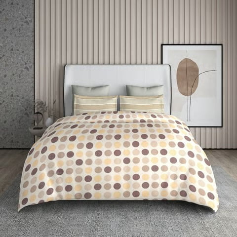 King Size Microfiber Bed Sheet Set - Cream Flat Sheet with 2 Pillow Covers - Soft, Breathable & Wrinkle-Free