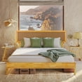 thumbnail image 1 of King Size | Nipe 79x82x14in Deluxe Bed Frame with Adjustable Headboard, Bohemian Unique Style, Pine Wood, Natural, 1 of 7