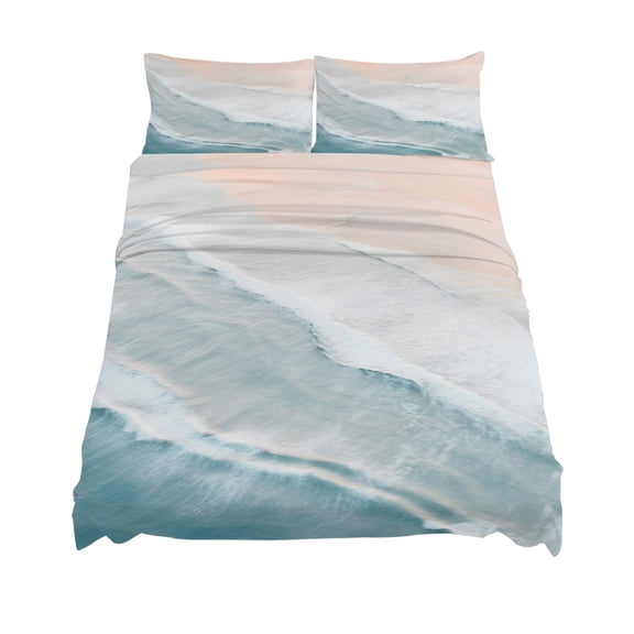 King Size Ocean Beach Sheet Sets Summer Waves Gradient Boho Soft Breathable Microfiber Bed Sheets Deep Pockets 4 Piece Bed Sheets Set, 1 Fitted Sheet, 1 Flat Sheet & 2 Pillowcases